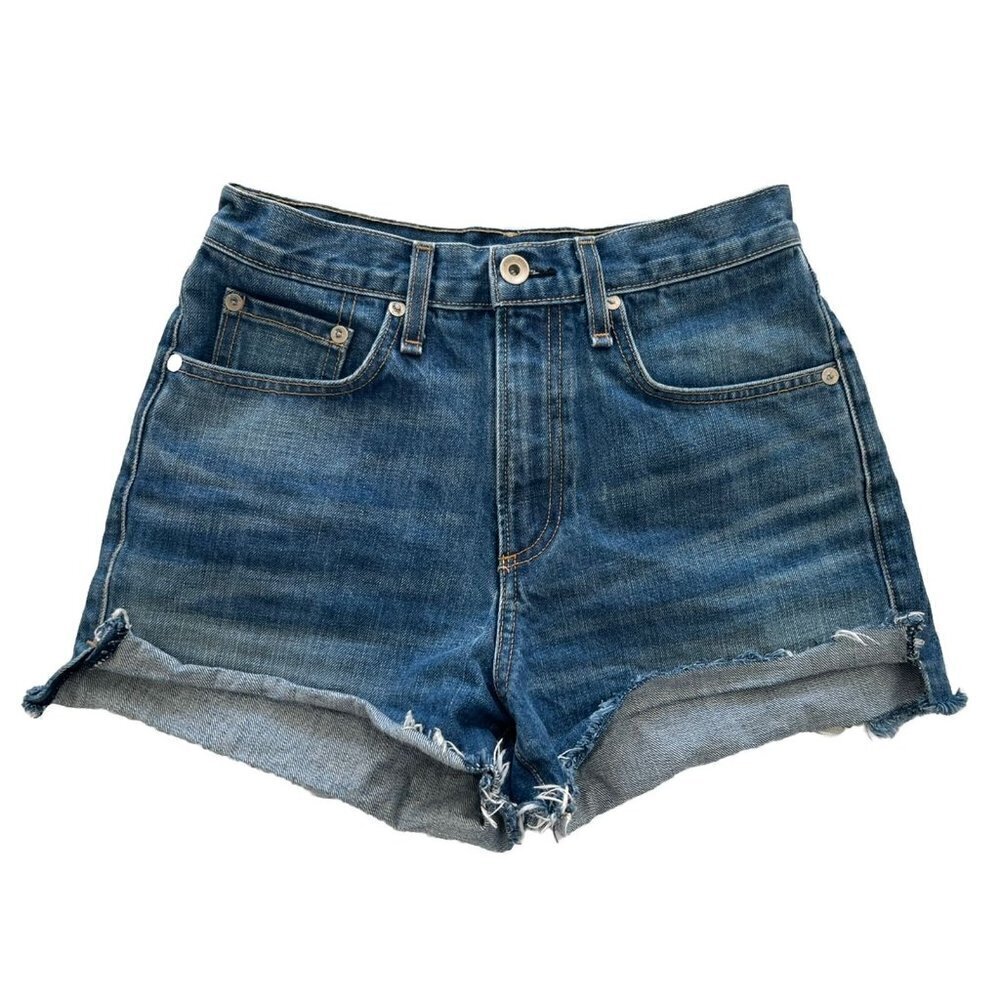 Rag and Bone Justine Cut Off Raw Hem Denim Blue Cotton Shorts Women's Sz 25
